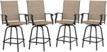 Outdoor Bar Stools Set of 4, Swivel Patio Bar Stools & Chairs with 30" Seat Height & Brown Textilene Backrest, Tall Outdoor Chairs Bar Funiture for Outside, Porch and Yard