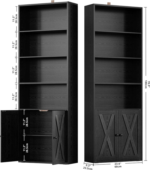 70-Inch Tall Industrial-Grade 6-Shelf Bookcases With Doors