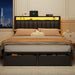 Queen Bed Frame with Storage Drawers and Upholstered Headboard