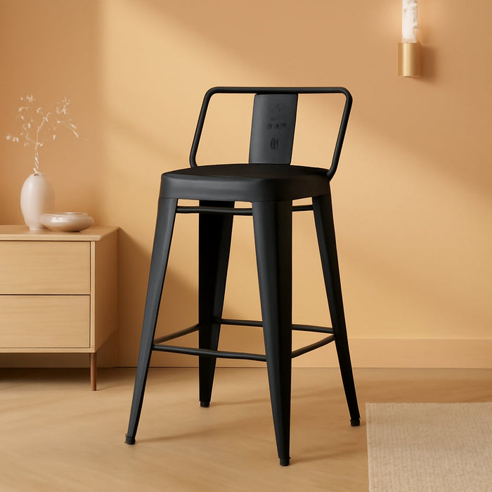 Bar Stools Set of 4, 30 Inch Bar Height Stools with Back,Black