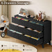53" Long Dresser for Bedroom, 6-Drawer Dresser with Fluted Fronts, Wide Wood Chest of Drawers, Smooth Metal Slides, Stable Base, Modern Clothes Storage Cabinet for Living Room, Hallway