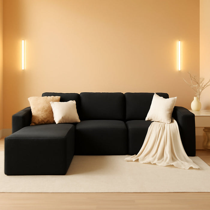 106 Inch Modular Sectional Sofa Black Contemporary