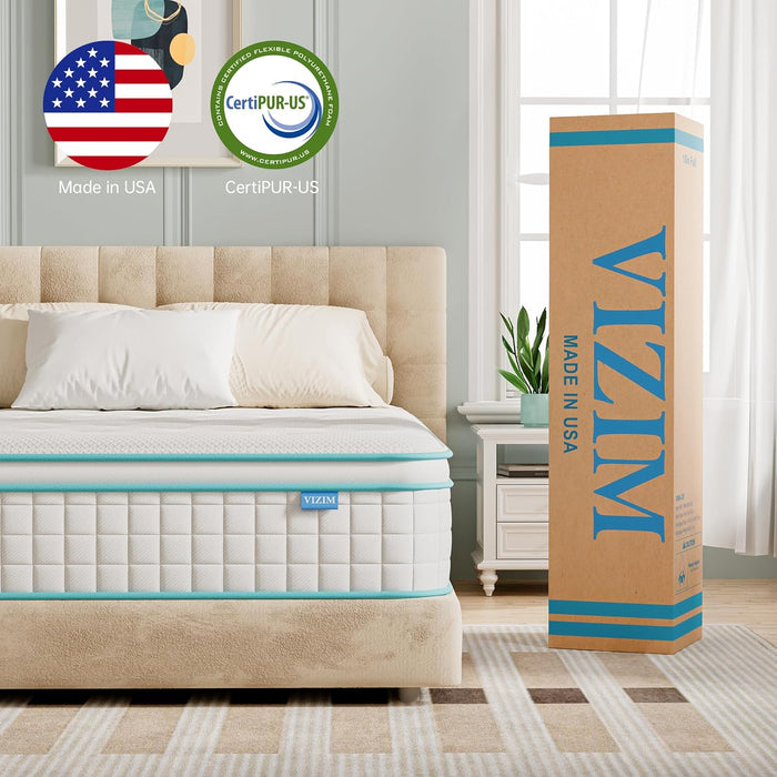 Twin Mattress, 10 Inch Wave Memory Foam & Pocket Spring Hybrid Mattress in a Box for Pressure Relief, Certipur-Us Certified, Made in USA (39X75X10 Inches)