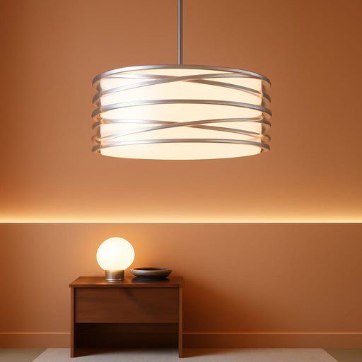 Drum Chandelier 15.7'' Rustic Brushed Nickel 3-Light Pendant Light