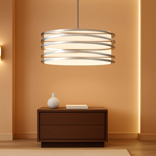 Drum Chandelier 15.7'' Rustic Brushed Nickel 3-Light Pendant Light