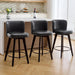 Swivel Bar Stool Set of 3, Faux Leather Low Back Counter Height Bar Stools, 27.5" Upholstered Tufted Counter Barstools with Wood Legs for Kitchen Island, Home Bar (Black)