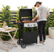 2-Burner Propane Gas Grill with Side Tables-20,000 BTU Stainless Steel Outdoor BBQ Grill,325 Sq.In. Portable with Side Storage Shelves and Wheels for Patio, Campingfor Patio & Camping,Black