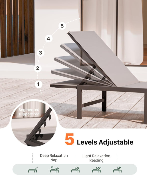 Aluminum Patio Chaise Lounge Chair Outdoor,Grey