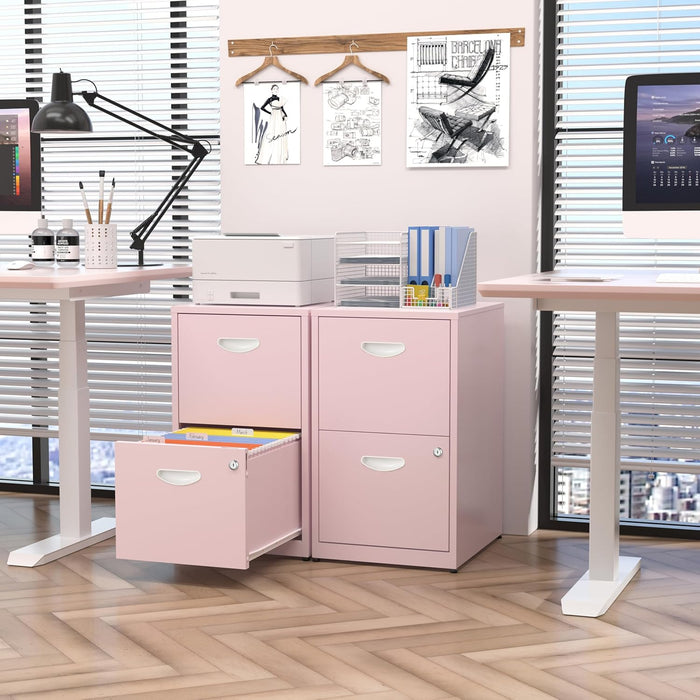 2 Drawer File Cabinet with Lock,Pink Metal Filing Cabinets,Vertical Locking File Cabinet Fit Hanging Files, Letter,File Box and A4 Documents(Pink)