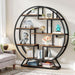 Bookshelf, round Bookshelves Etagere Bookcase, 63 Inch Industrial Wood Book Shelf with Staggered Shelves, Rustic Open Shelving Organizer Rack Display Shelf for Home Office, Living Room