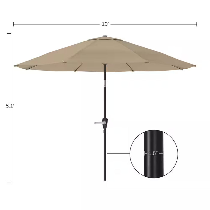 10 Ft. Aluminum Outdoor Market Patio Umbrella with Auto Tilt, Easy Crank Lift in Sand