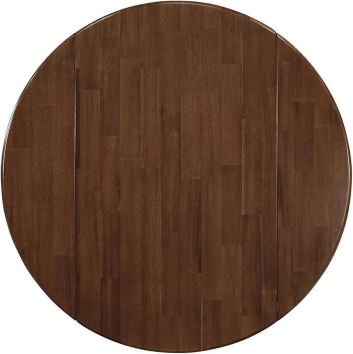 DLT-AWA-TP Dublin Dining Room Table - a round Solid Wood Table Top with Dropleaf & Pedestal Base, 42X42 Inch, Walnut