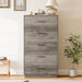 Tall Dresser with 5 Drawers, Modern Wooden Chest of Drawers with Diamond Panel, Anti-Tipping Device, Sturdy and Stable Storage Organizer for Bedroom, Hallway, Living Room