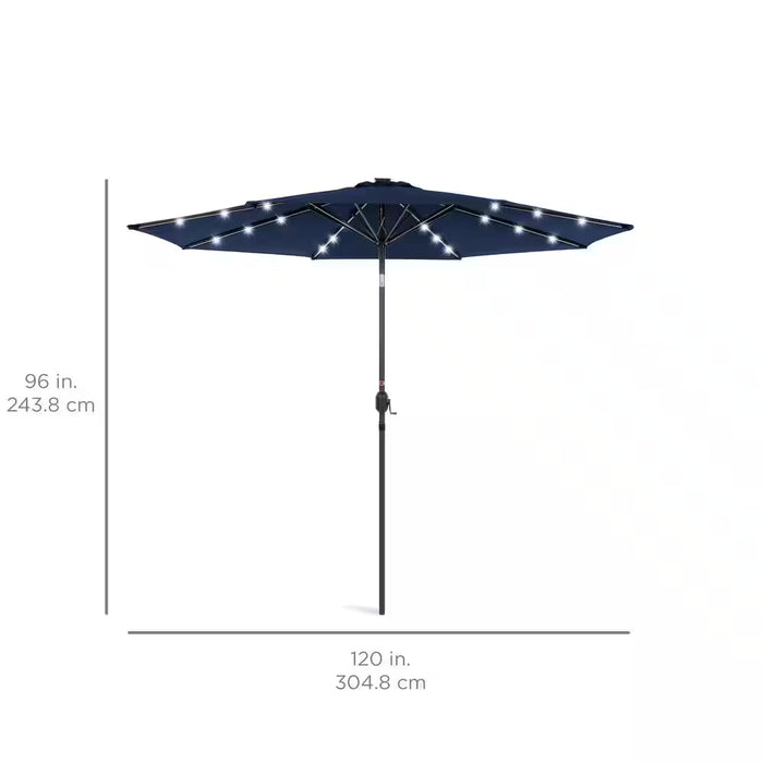 10 Ft. Market Solar LED Lighted Tilt Patio Umbrella W/Uv-Resistant Fabric in Navy Blue