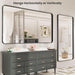 Black Metal Framed Bathroom Mirror for Wall, Large 55X30 Inch Rounded Rectangle Mirror, Matte Black Bathroom Vanity Mirror Farmhouse, Anti-Rust, Tempered Glass, Hangs Horizontally or Vertically