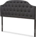 Elaine Scalloped Buttoned Size Fabric Upholstered Headboard, Queen, Dark Grey