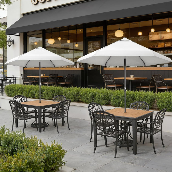CROWN SHADES 9 Ft Patio Umbrella with Auto-Tilt & Olefin Fabric - Patented 45°Edge Connection Wind Resistant Outdoor Umbrella for Table, Pool, Beach, Effortless Crank System