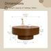 30.5In round Drum Coffee Table Modern Coffee Table with Sturdy Base Wood Circle Coffee Tables Accent Cocktail Table Center Tables for Living Room Apartment (30.51In)