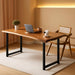 Solid Wood Administrative Desk, Dining Table with Durable Metal Legs, Uniquely Designed Leisure Table, Perfect for Restaurants and Home Offices, (Wood Brown, 62.99In)