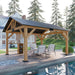 13X15 Ft Spruce Wood Gazebo, Outdoor Gazebo with Bar Storage, Hardtop Wooden Paviloin with Metal Steel Gable Roof, Patio, Garage, Black + Natural Wood