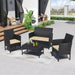 4 Pieces Patio Conversation Set Outdoor Rattan Patio Furniture Set Wicker Chairs with Soft Cushion and Glass Table for Patio, Backyard, Porch, Poolside(Sand)