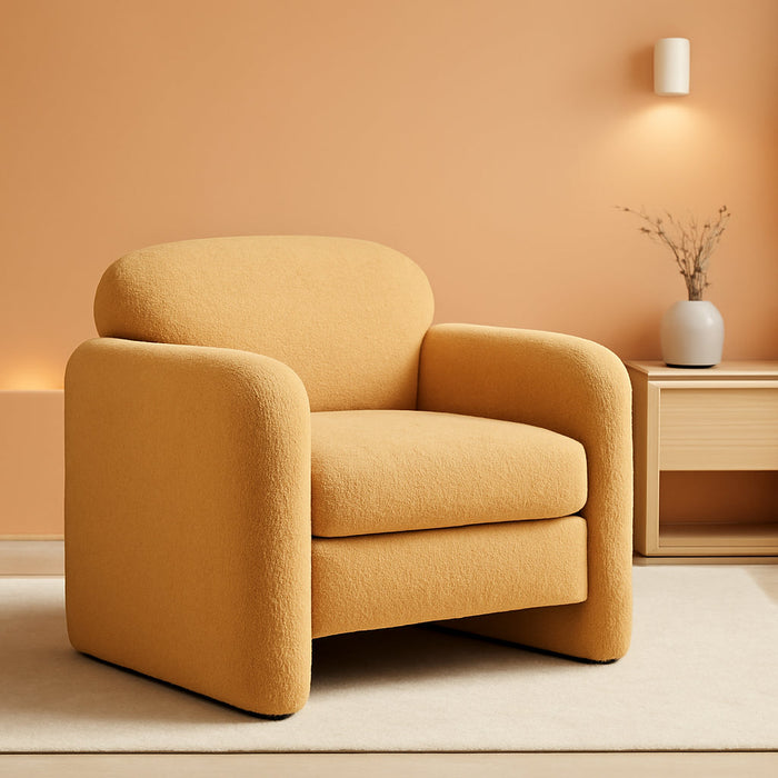Oversized Chair for Living Room, Comfy Reading Chairs for Adults, 35.04'' Wide Single Sofa Accent Chair, Modern Chenille Large Armchair for Bedroom, Yellow