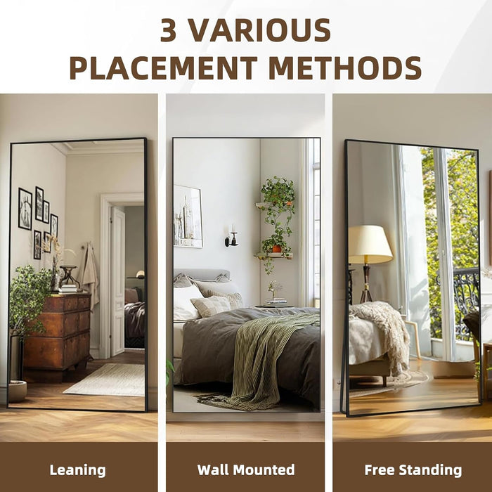 76"X34" Full Length Mirror, Black Floor Mirror