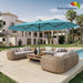 15FT Double Sided Patio Umbrella with Base Included Large Outdoor Market Umbrella with Crank Handle, UV Resistant Canopy, Sturdy Frame for Garden, Poolside, Deck, Sky Blue