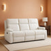 Manual Reclining Sofa, Space-Saving Reclining Couch with Convertible Table & Cup Holders & Storage Pockets, Compact 3-Seater Recliner Couch for Living Room, Home Theater & Apartment (Beige)