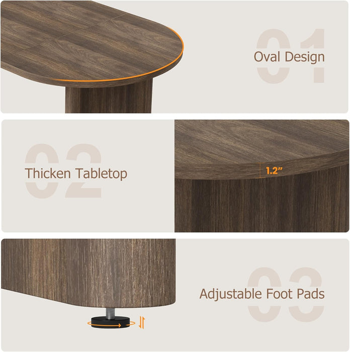 Oval Dining Table 70Inch Double Pedestal BrownFinish