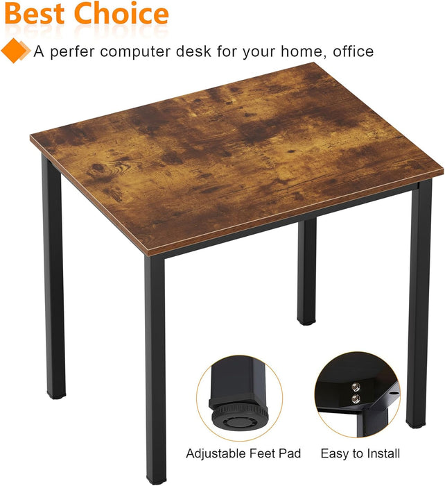 Small Computer Desk for Home&Office- 31.5'' Length Small Writing Desk Gaming Desk Students Laptop Use, Rustic Brown Desktop & Black Frame AC3FB(8060)
