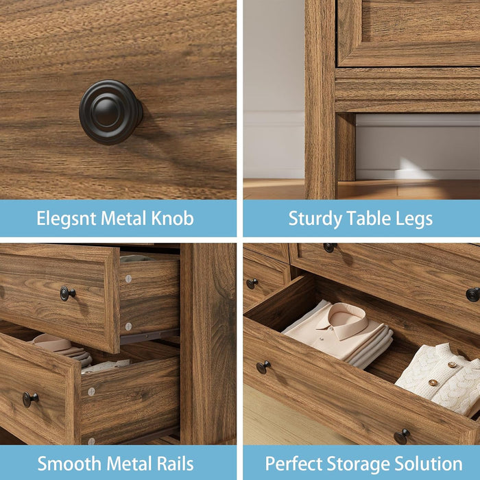 55Inch Walnut BedroomSuite Dresser Six Drawers Premium