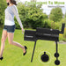 43" Charcoal Grills Outdoor BBQ Grill with Offset Smoker Camping Portable Grill Camping Barbecue Grills with Side Fire Box for 6-10 People Patio Backyard Picnic BBQ, Black