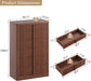 Fluted Dresser for Bedroom, 48" Tall 6 Drawer Dressers, Modern Chest of Drawers with Solid Wood Handle, Curved Profile Design, Wood Dresser Storage Organizer, Living Room, Hallway, Walnut