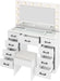 Vanity Desk with Large Lighted Mirror & Powre Outlet, Glass Tabletop Makeup Vanity Set with 9 Drawers, 45.3" Vanity Table with 3 Color Lighting Modes, Dressing Table for Women Girls, White