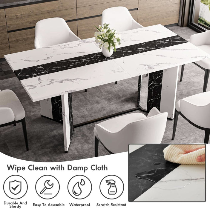 Dining Table for 6-8 People, 71 Inch Long Kitchen Dinner Table with Metal Frame & Waterproof Wood Tabletop, Modern Farmhouse Rectangular Dining Room Tables for Kitchen, Living Room, White