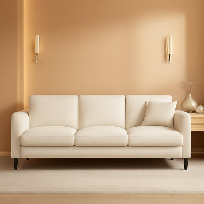 Beige 83Inch Sofa With ContouredBack ErgonomicSupport