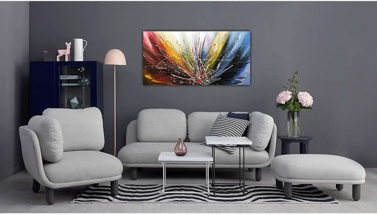 24X48 Inch Abstract Art Canvas Art Paintings Contemporary Artwork 100% Hand-Painted Oil Painting Wall Art for Living Room Ready to Hang for Home Decoration