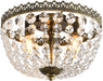 3 Lights French Empire K9 Crystal Flush Mount Chandelier Lighting Antique Ceiling Light Fixture for Dining Room Entrance Hallway Bedroom Kitchen Bathroom Bar, E12 Bulbs W12 .6 Inch X H8.27Inch