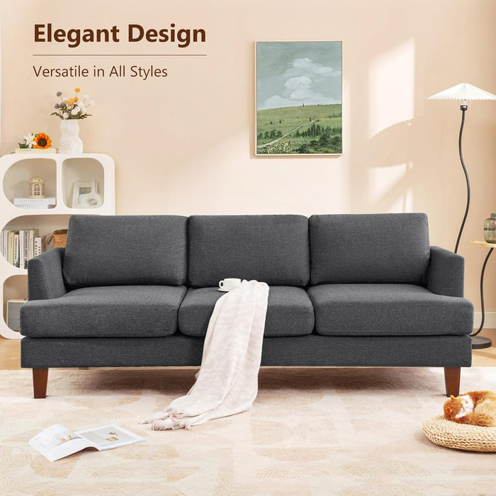 89 Inch ThreeSeater Upholstered Sofa DarkGrey LivingRoom