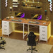 2 Person Desk with 8 Drawers, Large Home Office Computer Desk with Power Outlets, 78 Inch Long Double Desks for Two People, Antique White