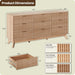 63" Wide Fluted 9 Drawers Dresser for Bedroom,Curved Edge,Oak