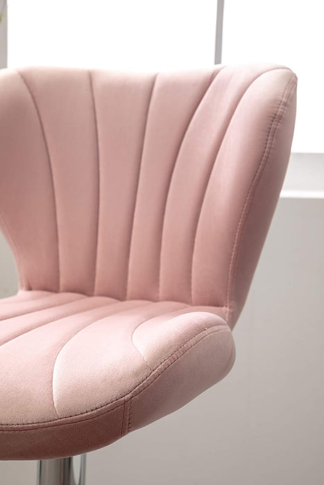 Ellston Velvet Adjustable Swivel Barstools in Pink, Set of 2