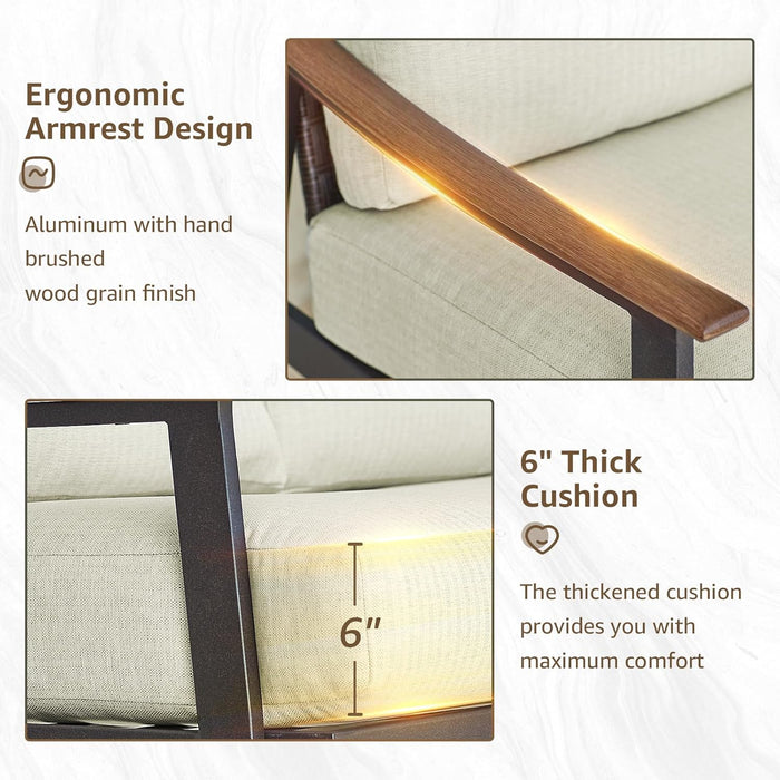 7 Pieces Patio Furniture Set, Outdoor Furniture Sofa Sectional Modern Metal Patio Conversation Set with High Back Wicker Backrest & Loveseat for Balcony, Backyard, Deck, Porch