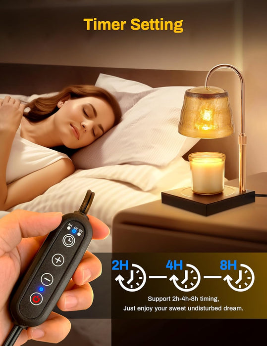 Candle Warming Lamp with Timer, Adjustable Height & Temperature, Electric Warmer for Large Jar Candles, Provided with 2X 50W Bulbs