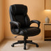High Back Executive Chair Faux Leather Managerial Chair Ergonomic Task Chair Computer Meeting Chair Large Seat Swivel Chair, Sturdy Metal Base, Black