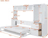 Queen Size Murphy Bed Wall Chest with Closet and Storage Drawers,Wood Hideaway Platform Bedframe Can Be Folded,Easy Assembly,For Kids Bedroom,Student Dorms,White