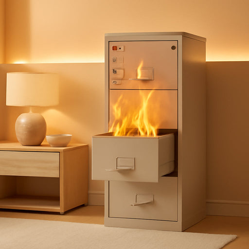 Vertical 4 Drawer Letter Fire Safe File Cabinet with Key Lock, 1 Hour Fire Rated, UL Rated & Water Resistant Home Safe, Made in the USA, Platinum