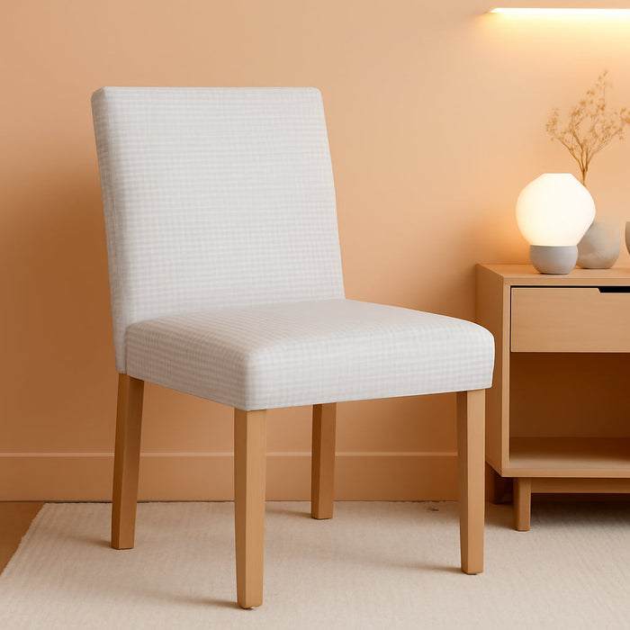 Home Decor |Classic Upholstered Parsons Dining Chairs |Decorative Home Furniture, Cream Mini Grid Pattern (Single Pack)