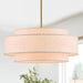 Extraordinary Brushed Gold Drum Chandelier Linen Shade
